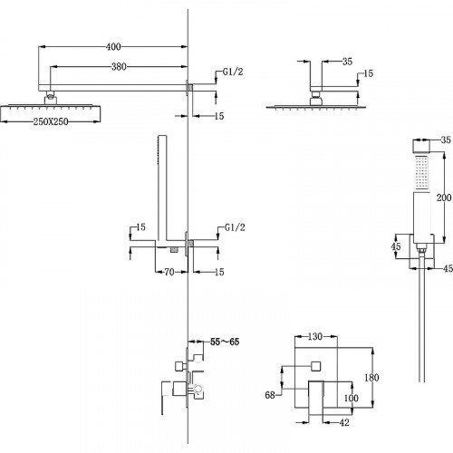 Душевая система Abber Daheim AF8219B Черная матовая латунь встраиваемый