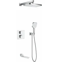 Душевая система Rose R15F R1595F с термостатом Белая Хром