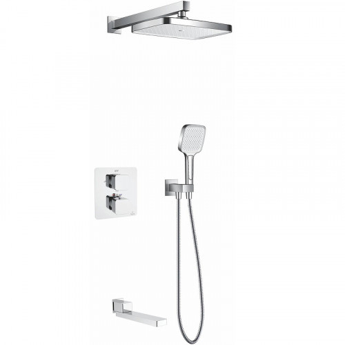 Душевая система Rose R15F R1595F с термостатом Белая Хром