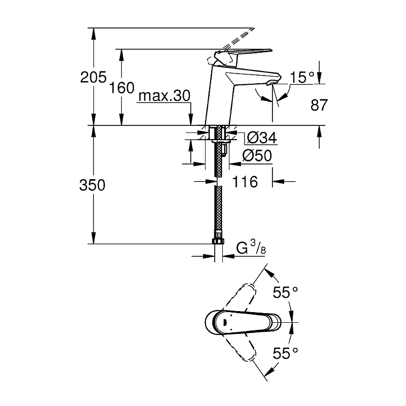 Смеситель для раковины Grohe Eurodisc Cosmopolitan 3246920E Хром латунь