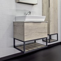 Тумба с раковиной Comforty Порто 60 00-00011395 подвесная Дуб дымчатый МДФ / ЛДСП