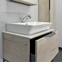 Тумба с раковиной Comforty Порто 60 00-00011395 подвесная Дуб дымчатый МДФ / ЛДСП