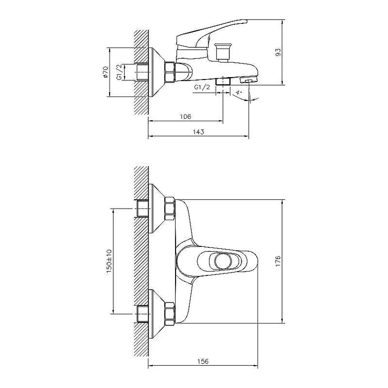 Смеситель для ванны Decoroom DR21035 Хром