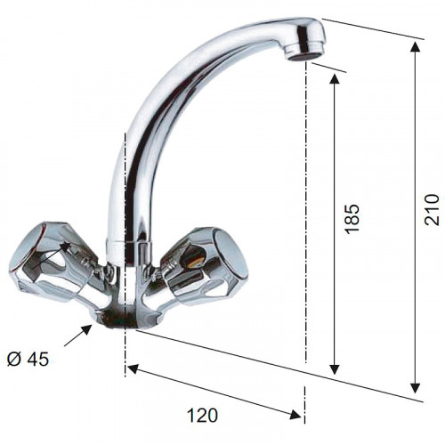 Смеситель для кухни Remer Y-YG 43CY Хром латунь