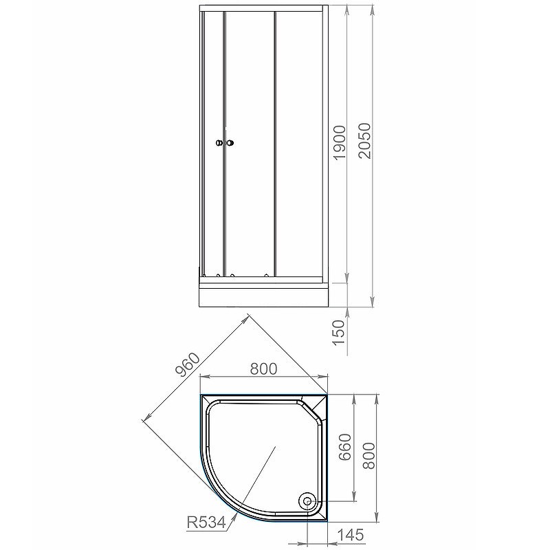 Душевой уголок Melodia della vita Segment Low 80x80 MSETWSL8080TWt профиль Белый стекло прозрачное