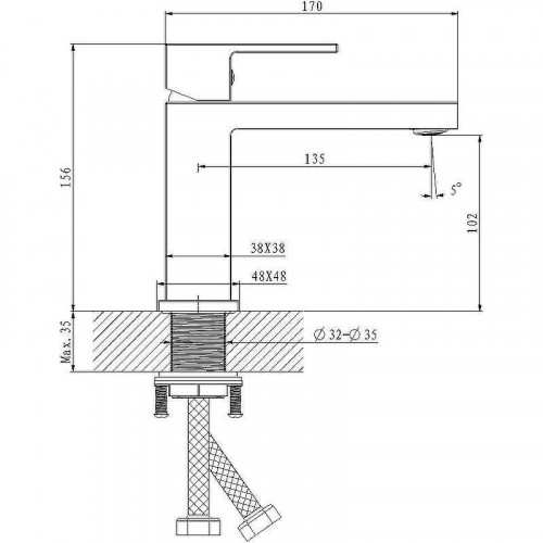 Смеситель для раковины Belz B672-3 B10672-3 Оружейная сталь