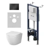Унитаз с инсталляцией AM.PM Like AquaSpin 2.0 IS90238.801901 цвет Белый с сиденьем Микролифт и клавишей смыва цвет Черный матовый