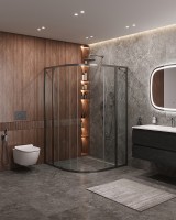 Душевой уголок Cezares Molveno 110x110 MOLVENO-R-11-90+20-C-GM-IV профиль Оружейная сталь стекло прозрачное