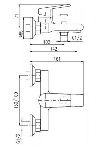 Смеситель для ванны Rav Slezak Colorado CO354.5CMATZ Черный матовый Золото латунь на стену