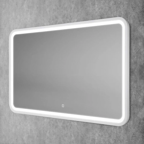 Зеркало Art&Max Genova 120 AM-Gen-1200-800-DS-F-White с подсветкой цвет Белый с сенсорным выключателем