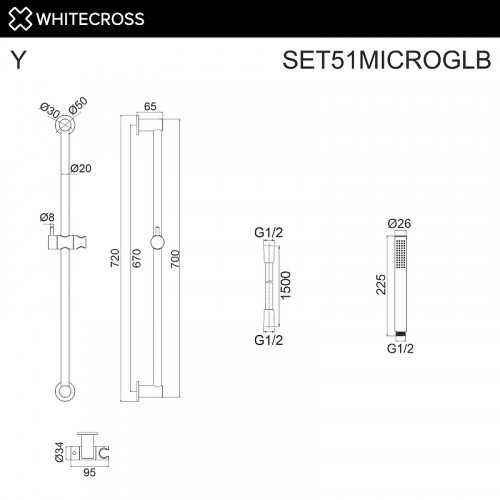 Душевой гарнитур Whitecross Y brushed gold SET51MICROGLB цвет Золото брашированное