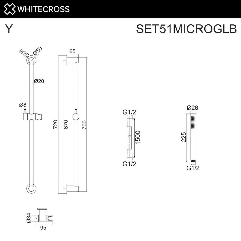 Душевой гарнитур Whitecross Y brushed gold SET51MICROGLB цвет Золото брашированное