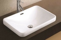 Раковина CeramaLux 56 78441-1 Белая фаянс полувстраиваемая