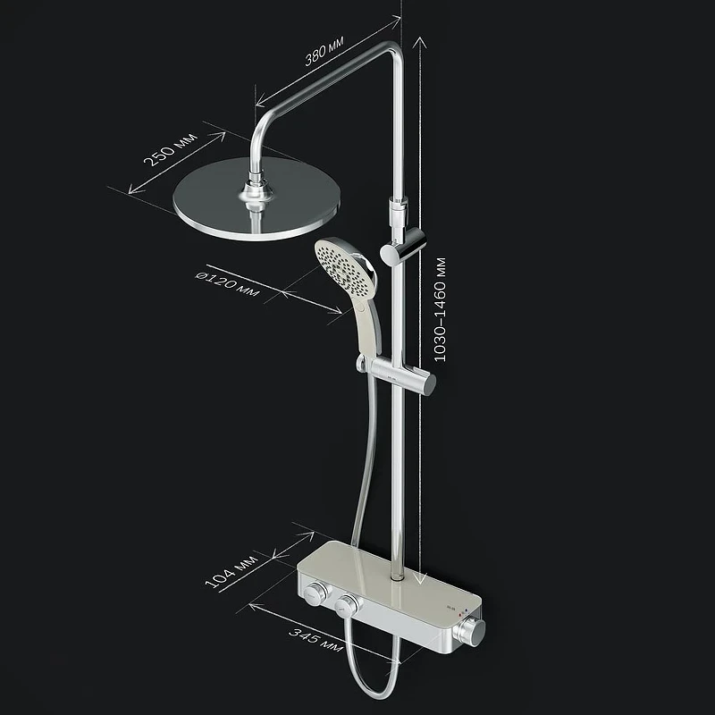 Душевая система AM.PM Inspire V2.0 F0750A400 с термостатом Хром латунь на стену