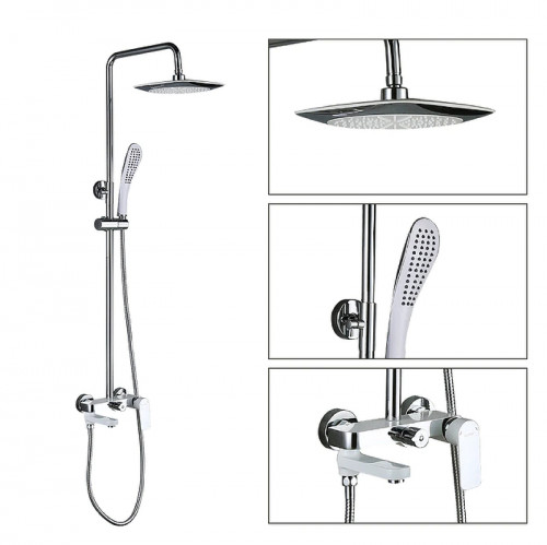 Душевая система Gappo G48 G2448 Белая Хром латунь на стену