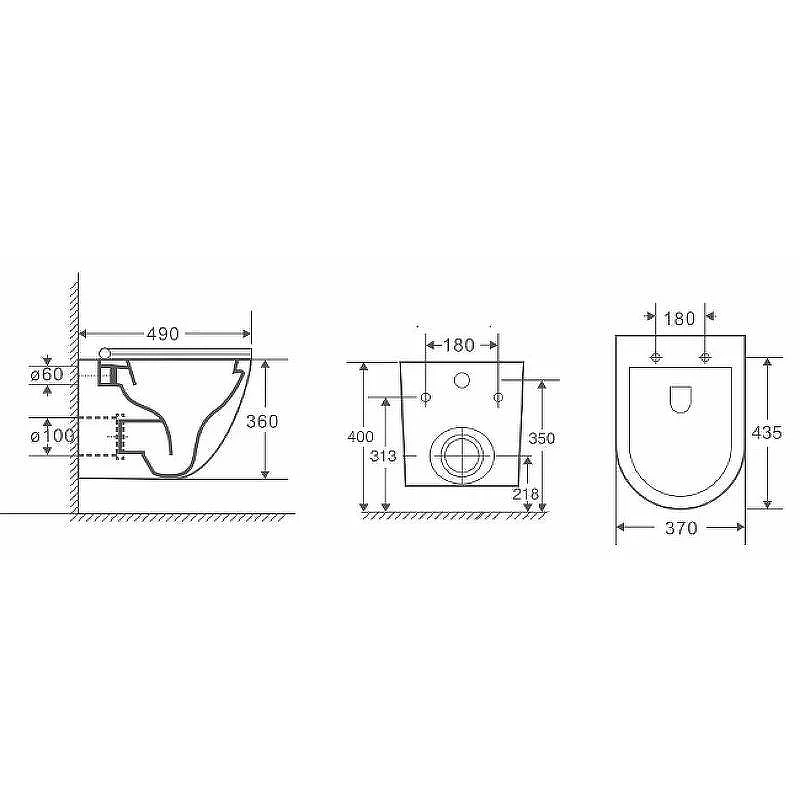 Унитаз с инсталляцией Owl 1975 Vind Cirkel-H OWLT190305 + Grohe Rapid SL 38775001 с сиденьем Микролифт и клавишей смыва Хром
