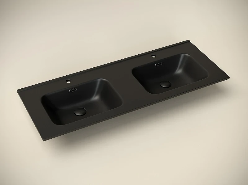Раковина Ceramicanova Element 120 CN7004MB двойная Черная матовая фарфор полувстраиваемая