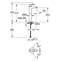 Смеситель для раковины Grohe BauLoop 23764000 Хром латунь
