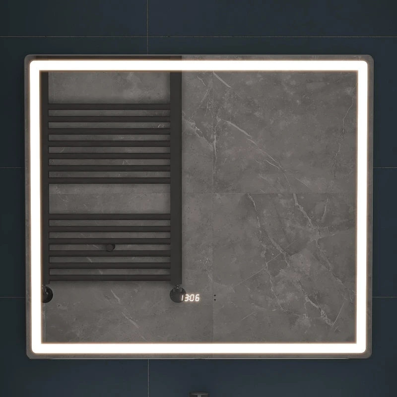 Зеркало Vigo Geometry Luxe 80 210 с подсветкой с бесконтактным выключателем с диммером с подогревом и часами