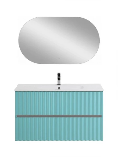 Тумба под раковину Art&amp;Max Elegant 100 AM-ELEGANT-1000-2C-SO-MM-LED подвесная цвет Светло-зеленый матовый