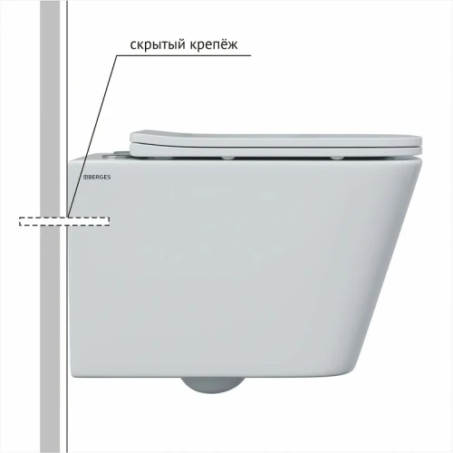 Комплект унитаза Berges Floe S Rimless с инсталляцией Atom 043368 с сиденьем Микролифт и Белой клавишей смыва фарфор подвесной