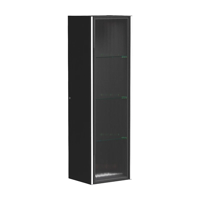 Шкаф пенал AQUAme S5 36 AQM90051MB подвесной с подсветкой цвет Дуб черный