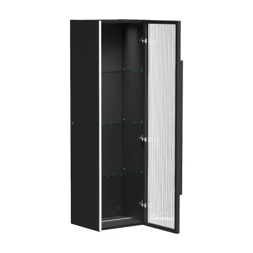 Шкаф пенал AQUAme S5 36 AQM90051MB подвесной с подсветкой цвет Дуб черный