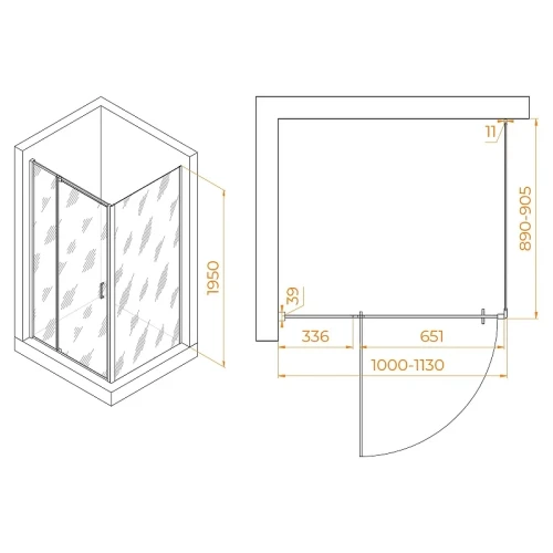 Душевой уголок RGW Passage 100x90 350807809-14 профиль цвет Черный стекло прозрачное