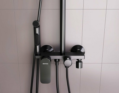 Душевая система Damixa Jupiter 977770300 Черная матовая латунь на стену