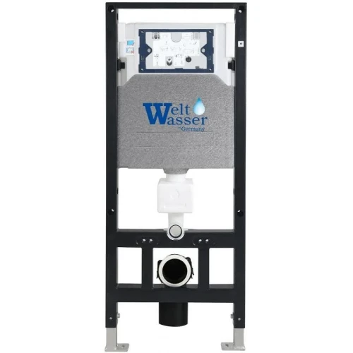 Комплект унитаза с инсталляцией WeltWasser AMBERG 506 + HEIMBACH 043 MT-BL + AMBERG RD-CR 10000012237 цвет Черный матовый с сиденьем Микролифт и клавишей смыва цвет Хром