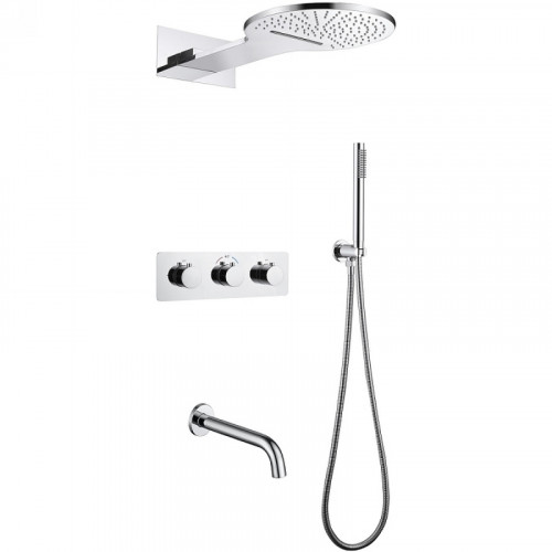 Душевая система Abber Wasser Kreis AF8150 с термостатом Хром латунь встраиваемый