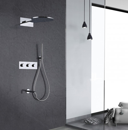 Душевая система Abber Wasser Kreis AF8150 с термостатом Хром латунь встраиваемый