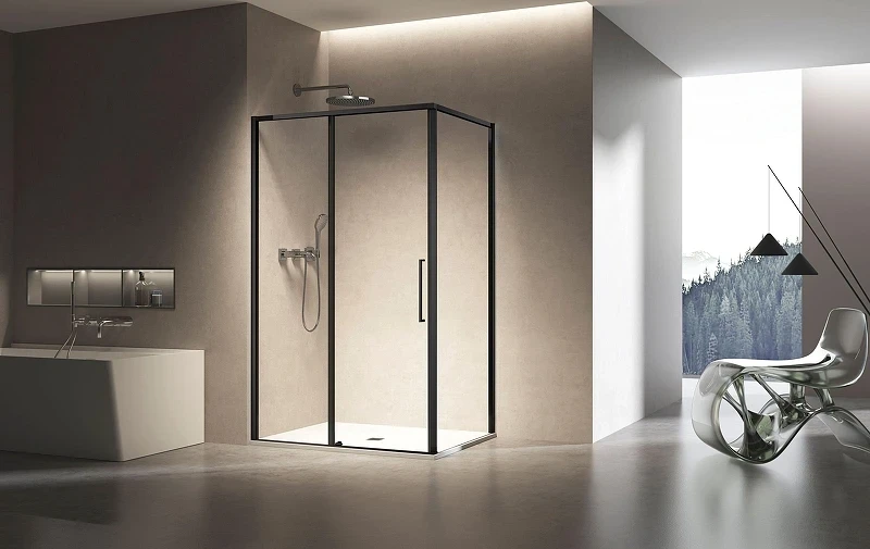 Душевой уголок Vincea Slim 8mm 110х90 VSR-6SL9011CLB профиль Черный стекло прозрачное