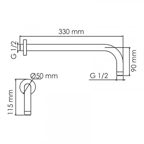 Кронштейн для верхнего душа WasserKRAFT Mindel A146 Белый матовый латунь на стену