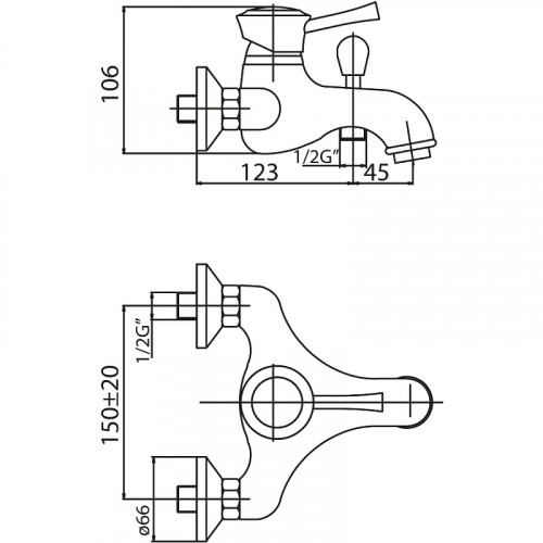 Смеситель для ванны Cezares Giubileo-VM-02 Бронза латунь на стену