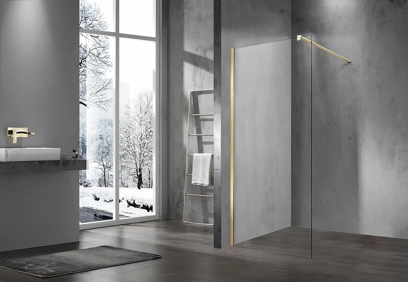 Душевая перегородка Vincea Walk-In 80 VSW-1H800CLG профиль Золото матовое стекло прозрачное