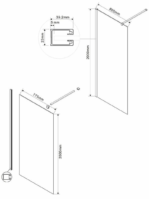 Душевая перегородка Vincea Walk-In 80 VSW-1H800CLG профиль Золото матовое стекло прозрачное