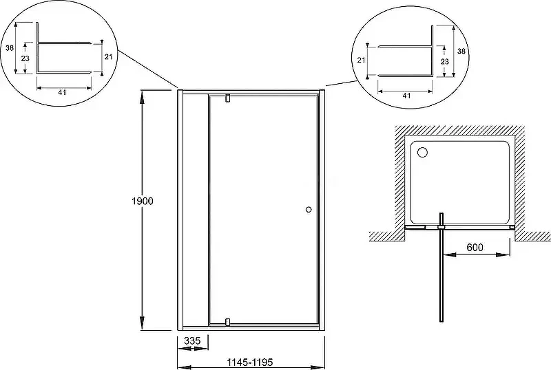 Душевая дверь Jacob Delafon Serenity 120 E14P120-GA профиль Хром стекло прозрачное
