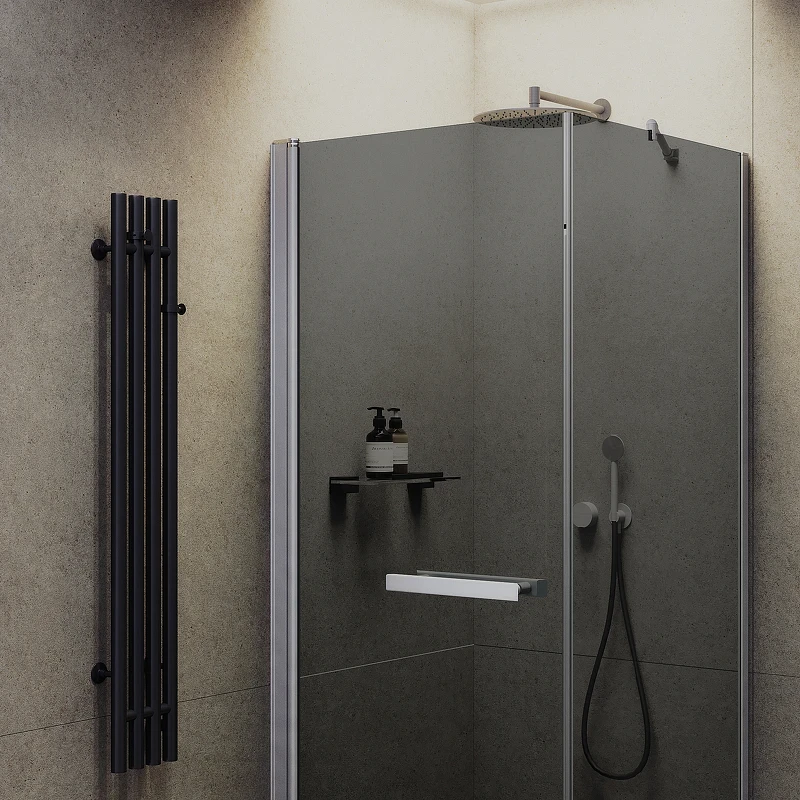 Душевой уголок Maybah Glass MGY-1321-5 900x900x1975 на монопетле Хром матовый стекло графитовое