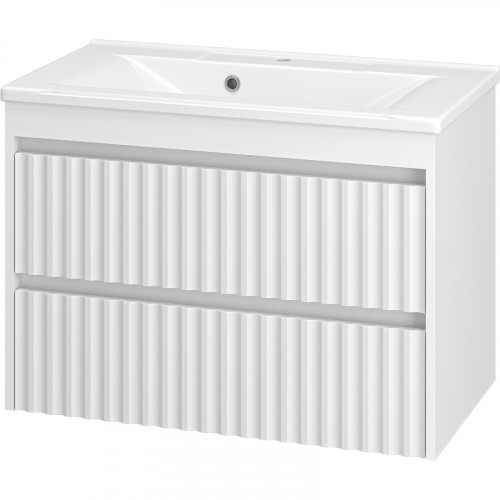 Тумба с раковиной Brevita Balaton 80 УТ000014506 подвесная Белая матовая МДФ / ЛДСП