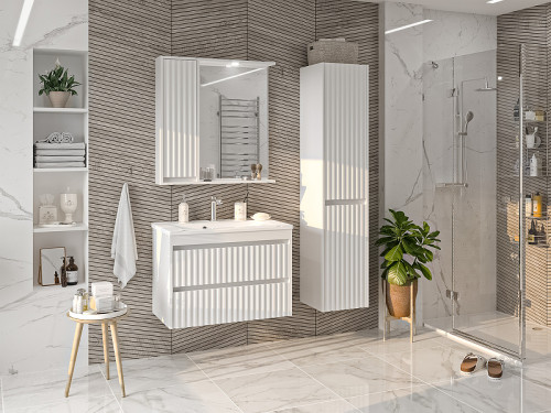 Тумба с раковиной Brevita Balaton 80 УТ000014506 подвесная Белая матовая МДФ / ЛДСП