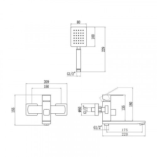 Смеситель для ванны Fmark FS8104H цвет Черный