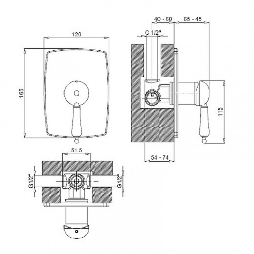 Смеситель для душа Margaroli Classica RU1007AA01CR Хром встраиваемый