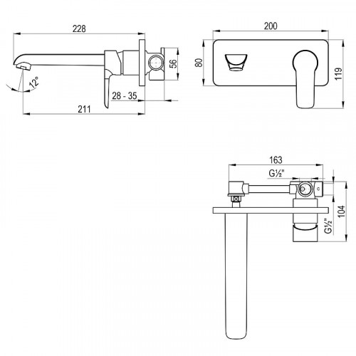 Смеситель для раковины Rossinka W W35-16 цвет Белый+Хром