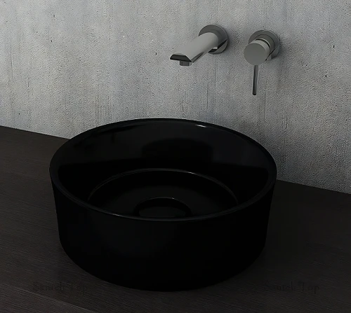 Раковина-чаша Bocchi Vessel 38 1174-005-0125 Черная глянцевая фарфор накладная
