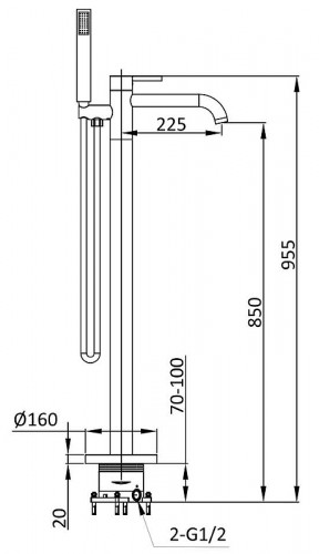 Смеситель для ванны Vincea Desire VTF-1DCH Хром латунь на пол