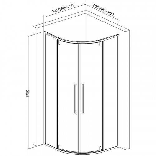 Душевой уголок AQUAme 90x90 AQM7101-2-9 профиль Черный матовый стекло прозрачное