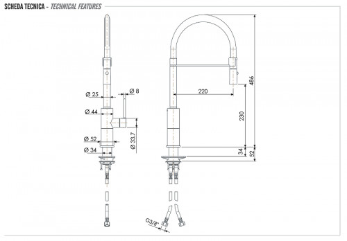 Смеситель для кухни Remer X Style Inox SSX541 цвет Нержавеющая сталь