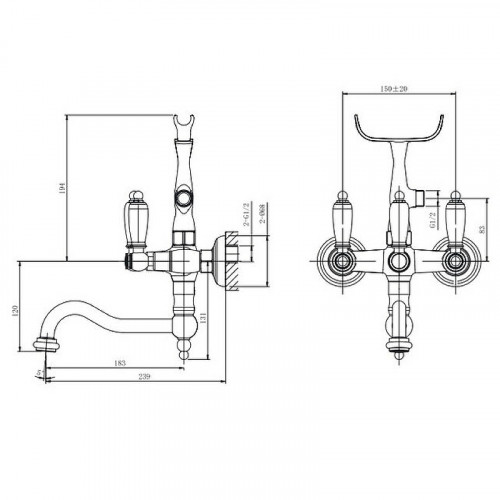 Смеситель для ванны Caprigo Adria-Classic Black Edition 03B-510-vot Бронза латунь на стену