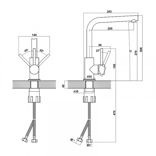 Смеситель для кухни Florentina Дельта 313.06H.1123.307 цвет Серый шелк